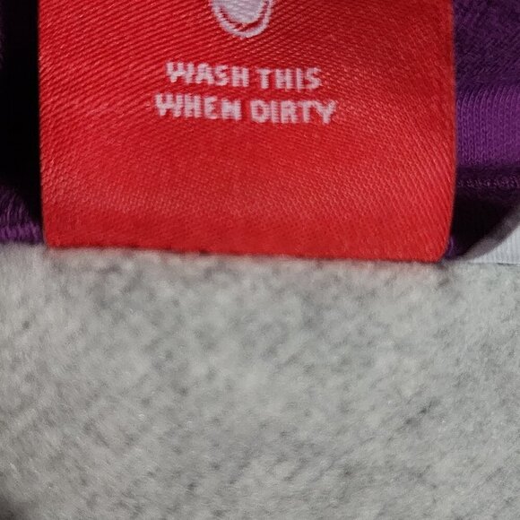 Womens PUMA Essentials Logo Hoodie Sz Lg Purple Gray Fleece Pullover Sweatshirt - Picture 8 of 11